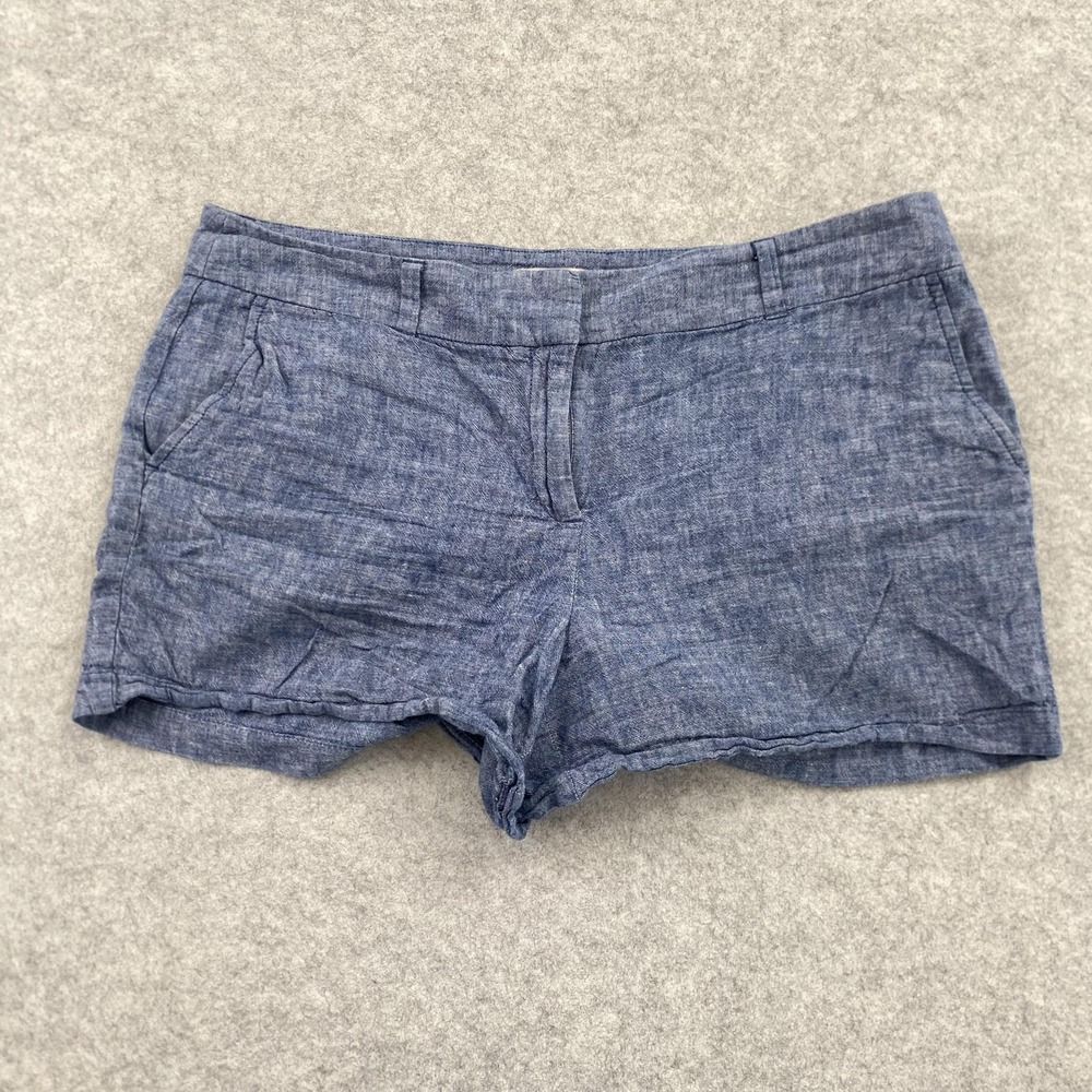 LOFT Linen Chambray Shorts Womens 12 (35x4) Blue Chino Flat Front Summer